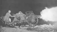 An 18-pounder if the 1st 
Field Brigade firing during the exercise at Port Stephens