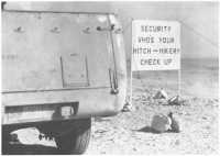 A roadside security sign in 
the Australian sector at El Alamein