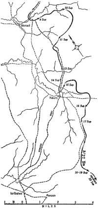 Route of 2/27th 
Battalion’s withdrawal