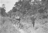 A patrol of the 2/13th 
Battalion setting out from Miri, Borneo, 6th July 1945