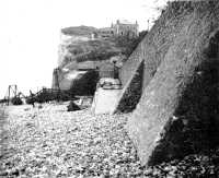 The Sea-Wall at Puys, 
Looking East This photograph taken in June 1945 shows the beach on which The Royal Regiment of Canada landed