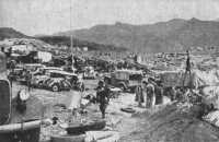 Italian motor transport in 
Fort Toselli captured by Allied troops