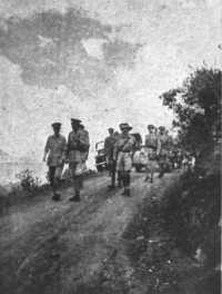The Duke of Aosta leaving 
Amba Alagi with British generals and staff officers after his surrender