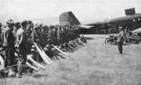 Troops of 5 German Mountain 
Division ready to embark from Greece in Junkers troop-carriers