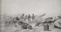 25-pounders of 6 Field 
Regiment firing on Ruweisat Ridge - from the painting by C