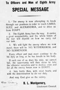 Special message by General 
Montgomery, 20 August 1942