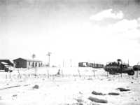 El Alamein railway station: 
the first train to the forward area after the Alamein breakthrough arrives at the station