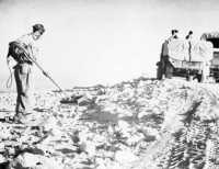 A New Zealand engineer 
sweeps for mines near the top of the pass