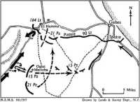 Liebenstein Group 
positions, 27 March, showing advance by 1 Armoured Division and counter-attack by 15 Panzer – a trace from enemy 
records