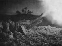 A New Zealand 25-pounder in 
action at the Sangro