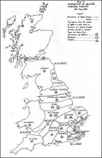 Map 12: Disposition of 
British Fighter Forces, 9th July 1940