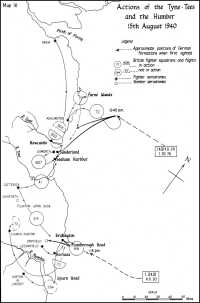 Map 16: Action on the 
Tyne-Tees and the Humber, 15th August 1940