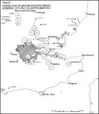 Map 22: Disposition of 
British Fighter Forces Airborne at 5 P