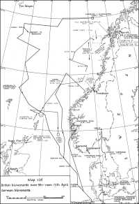 Map 1b: Naval Movements, 
9th–13th April