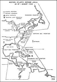 Western Atlantic Defense 
Areas as of 1 August 1942