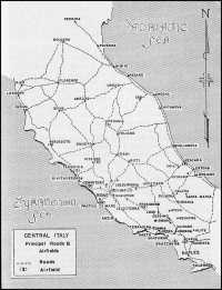 Map 28: Central Italy, 
Principal Roads and Airfields
