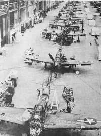 Production line methods 
in repair of P-39’s McClellan Field, Calif