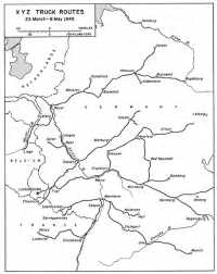 Map 10 XYZ Truck Routes 25 
March–8 May 1945