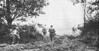 9th Division Troops 
Advance, Ignoring Dust kicked up by the COBRA bombardment, 25 July