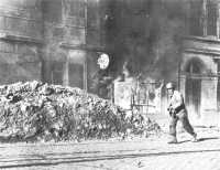 Rifleman in burning Aachen