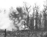 American tank burning 
outside Hamich