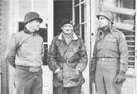General Collins, Field 
Marshal Montgomery, and General Ridgway, after a Conference at VII Corps headquarters