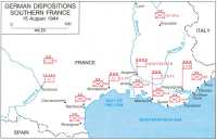 Map 2: German Dispositions, 
Southern France, 15 August 1944