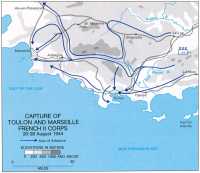 Map 8: Capture of Toulon 
and Marseille, French II Corps 20–28 August 1944