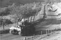 Tanks of 45th Division 
advance in vicinity of Baume-les-Dames, September 1944