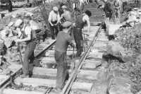 French civilians restoring 
railway in Seventh Army area, Nevers, France, September 1944