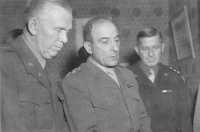 Generals Marshall, de 
Lattre, and Devers visit French First Army headquarters in Luxeuil, France, October 1944