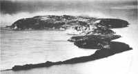 Aerial view of Corregidor 
Island showing in the foreground the area of the battle between the Japanese landing force and the 4th Marines