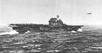 An army B-25, one of 
Doolittle’s Raiders, takes off from the deck of the carrier Hornet to participate in the first U