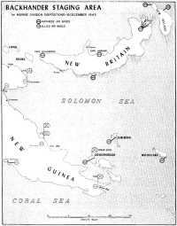 Map 22: BACKHANDER Staging 
Area, 1st Marine Division Dispositions, 18 December 1943