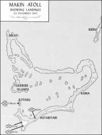 Map 4: Makin Atoll, Showing 
Landings, 20 November 1943