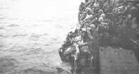 Marines boarding landing 
craft off Peleliu