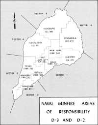 Map 27: Naval Gunfire Areas 
of Responsibility, D-3 and D-2