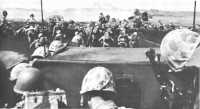 Assault troops of the 4th 
Marine Division go ashore on Iwo Jima