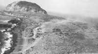 Air view of Iwo Jima 
beachhead on D plus 11