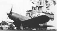 VMF(CVS)-511 Corsair 
ready to be launched by catapult from the deck of USS Block Island