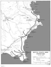 Map 1: British Eighth Army 
Operations, 10 July 1943