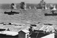 American ships under air 
attack off Gela on 11 July