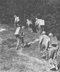 Carrying supplies to 
mountain positions