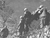 Evacuating casualties over 
mountain trail