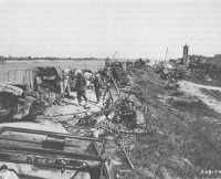 German equipment destroyed 
along Po