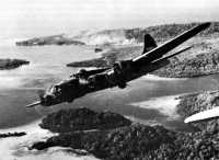 B-17 heading home from a 
bomb run over the Solomon