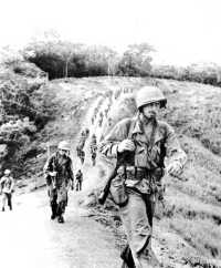 35th Infantry troops leave 
the line after 21 days of fighting to capture the Gifu