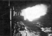 Warship firing at Japanese 
destroyers near the coast of Vella Lavella, early morning 18 August