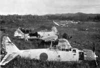 Enemy aircraft destroyed on 
the ground by Allied planes near Lae