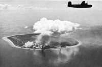 Nauru Island under attack 
by Liberator bombers of the Seventh Air Force